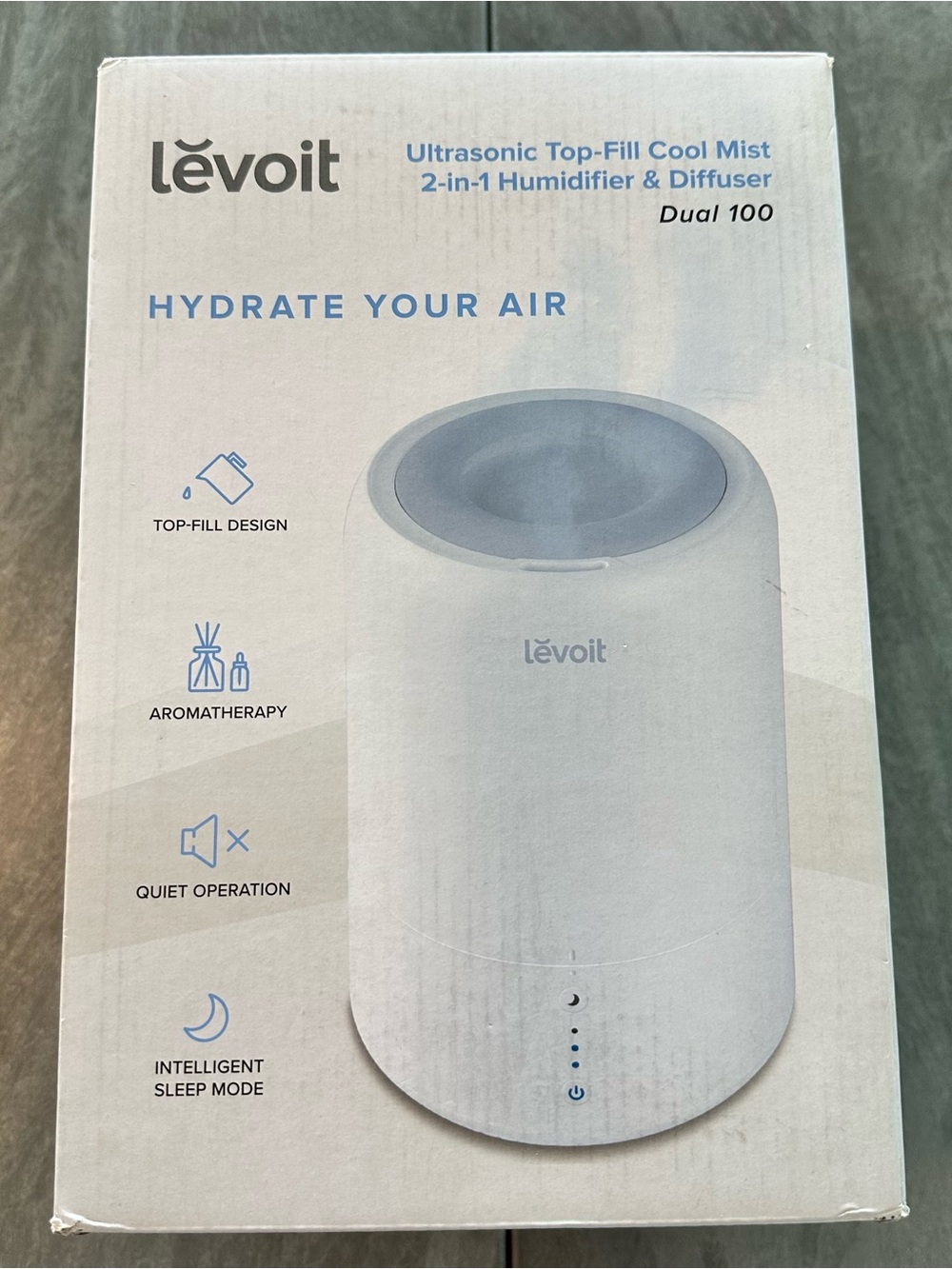 Levoit White Ultrasonic Top-Fill 2-in-1 Humidifier & Diffuser